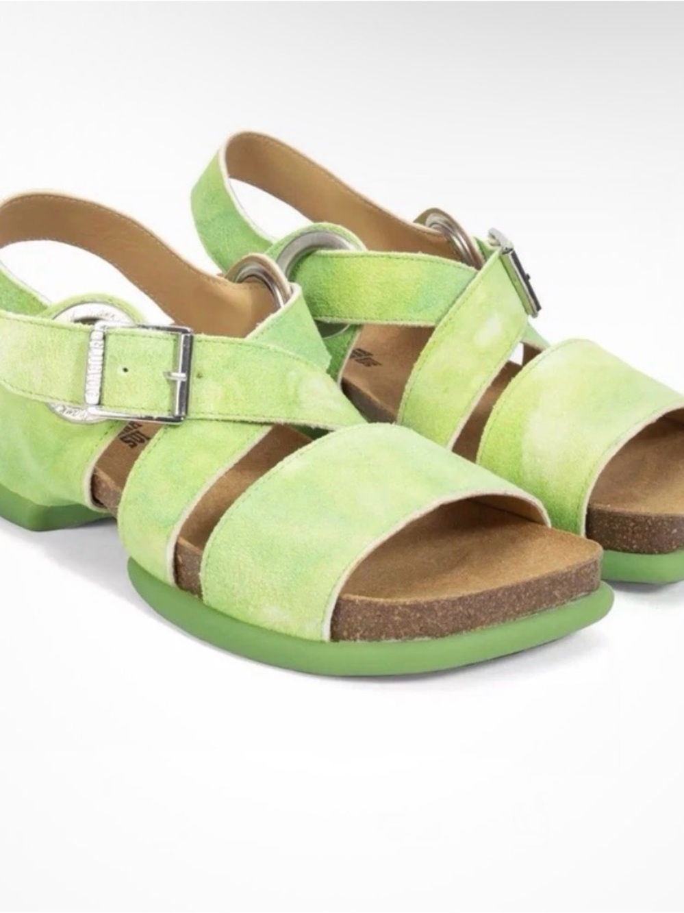 John Fluevog Peacemaker EARLEY X Anna Sui green leather sandals Women’s 8